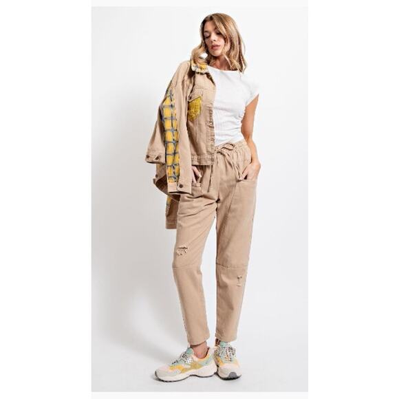 Easel EB50159 - Small - Washed Twill Pants - Khaki - Picture 1 of 3